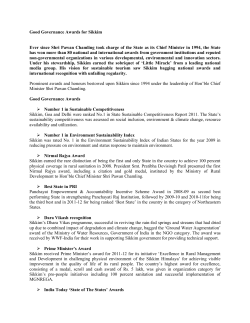 Good Governance Awards for Sikkim Ever since Shri Pawan