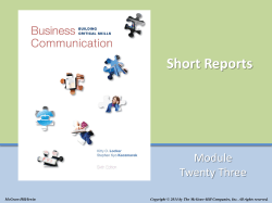 Module 23: Short Report and problem