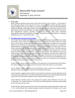 Morrisville Town Council Work Session September 6, 2016, 6:30 PM