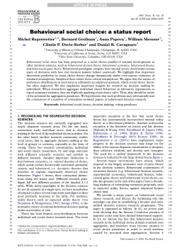 Behavioural social choice: a status report
