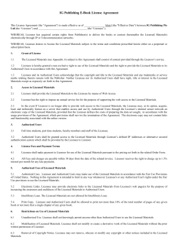 IG Publishing E-Book License Agreement