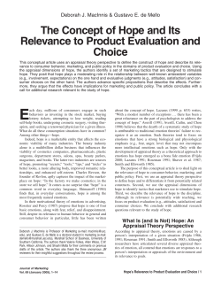 The Concept of Hope and Its Relevance to Product Evaluation and