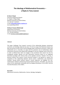 The Ideology of Mathematical Economics &ndash; a Reply to Tony Lawson