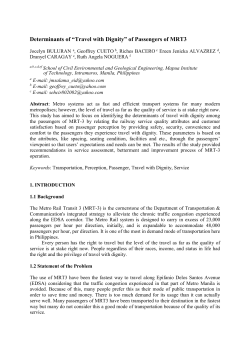 Determinants of “Travel with Dignity” of Passengers of MRT3