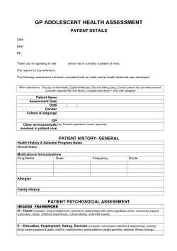 Adolescent mental health treatment plan and referral form