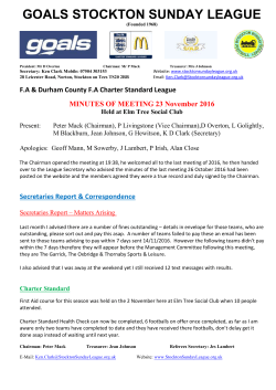 Secretaries Report - Stockton Sunday League