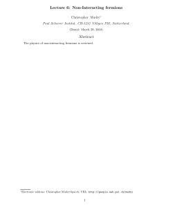 Lecture 6: Non-Interacting fermions Abstract