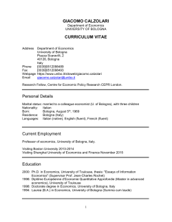 GIACOMO CALZOLARI CURRICULUM VITAE Personal