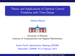 Theory and Applications of Optimal Control Problems with