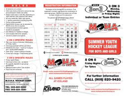 summer youth hockey league - MOHA Mississauga Summer Hockey