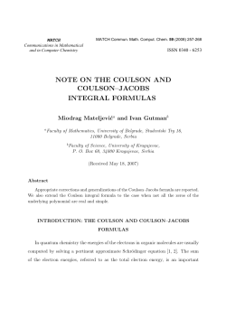 note on the coulson and coulson&ndash;jacobs integral formulas