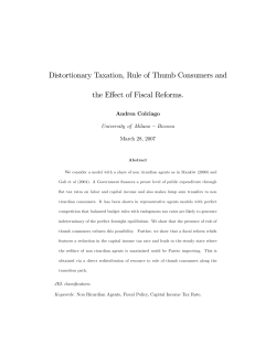 Distortionary Taxation, Rule of Thumb Consumers and the Effect of