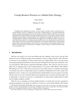 Corrupt Business Practices as a Market Entry Strategy