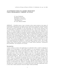 an introduction to model selection using probability theory as logic