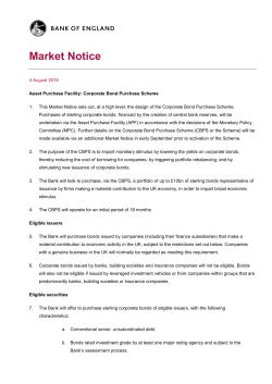 Asset Purchase Facility: Corporate Bond