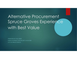 Alternative Procurement Spruce Groves Experience with Best Value