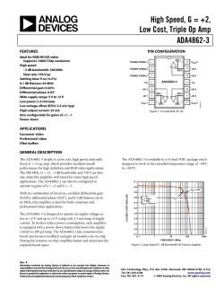 ADA4862-3 High Speed, G = +2, Low Cost, Triple