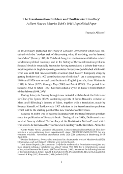 The Transformation Problem and `Bortkiewicz Corollary` A Short