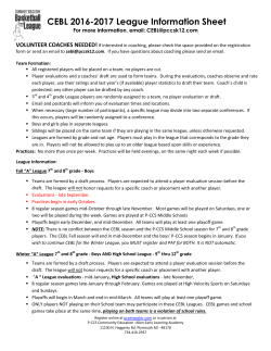 CEBL 2016-2017 League Information Sheet - Plymouth