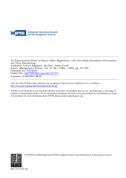 An Experimental Study of Buyer-Seller Negotiation with One