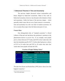 7. Behavioral Theories II: Time and Uncertainty