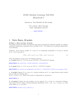 10-601 Machine Learning, Fall 2012 Homework 2