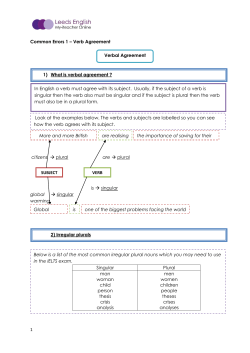 1 Common Errors 1 &ndash; Verb Agreement citizens &rarr; plural are &rarr; plural