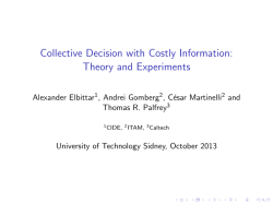Theory and Experiments - University of Technology Sydney