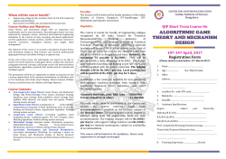 QIP Short term course on "Algorithmic Game Theory and