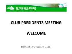CLUB PRESIDENTS MEETING WELCOME