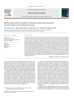 Neuroscience Letters Relationship between platelet serotonin