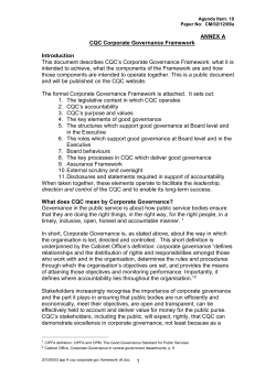 Outline for an ET paper: Corporate Governance Framework