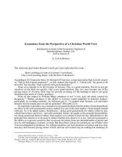 Economics from the Perspective of a Christian