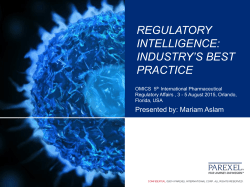 Regulatory intelligence: industry`s best practice