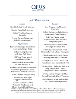 Set Menu Items - Ocean Club Resorts