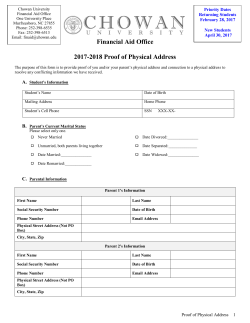 Financial Aid Office 2017-2018 Proof of Physical Address