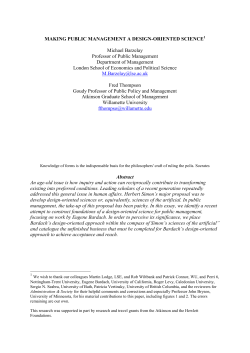 MAKING PUBLIC MANAGEMENT A DESIGN