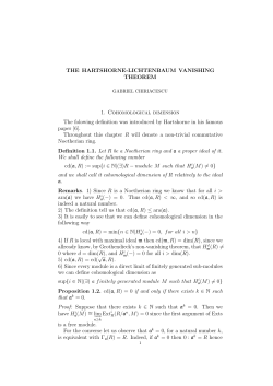 THE HARTSHORNE-LICHTENBAUM VANISHING THEOREM 1