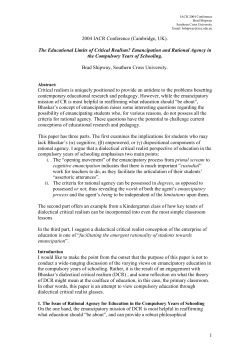 The Educational Limits of Critical Realism? Emancipation and