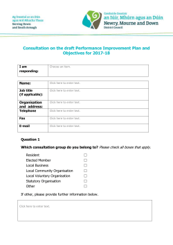 Consultation on the draft Performance Improvement Plan and
