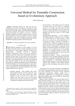 Universal Method for Timetable Construction based on Evolutionary