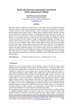 beliefs and practises surrounding postpartum period among malay