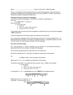 Pumping Lemma for Context Free languages