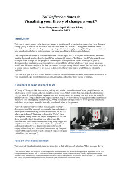ToC Reflection Notes 4: Visualising your theory of change: a must?1