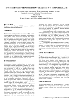 efficient use of reinforcement learning in a computer game