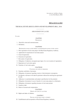 THE REAL ESTATE (REGULATION AND DEVELOPMENT) BILL, 2016