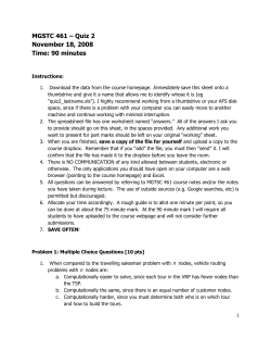 MGSTC 461 &ndash; Quiz 2 November 18, 2008 Time: 90 minutes