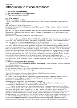 Introduction to lexical semantics