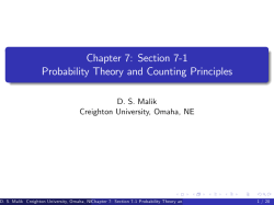 Chapter 7: Section 7-1 Probability Theory and Counting Principles