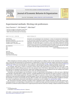 Experimental methods: Eliciting risk preferences